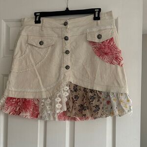 POL Cream and Red Floral Mini Skirt